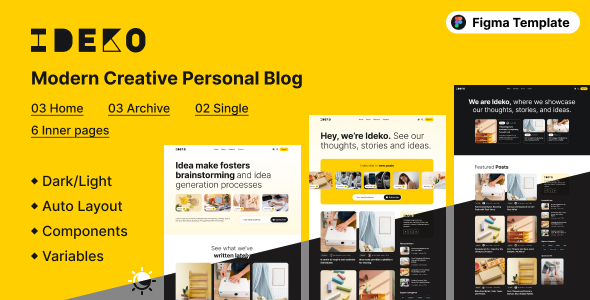 Ideko - Modern Creative Personal Blog Figma Template