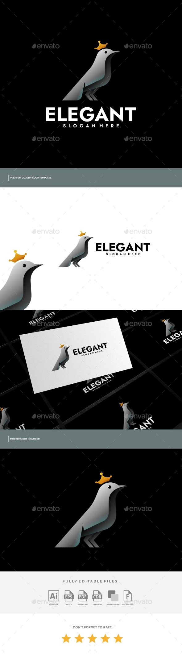 Elegant Bird Gradient Colorful Logo Template