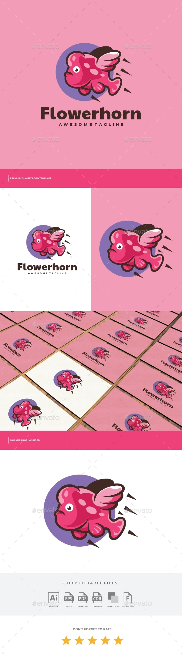 Flower Horn Simple Mascot Logo Template