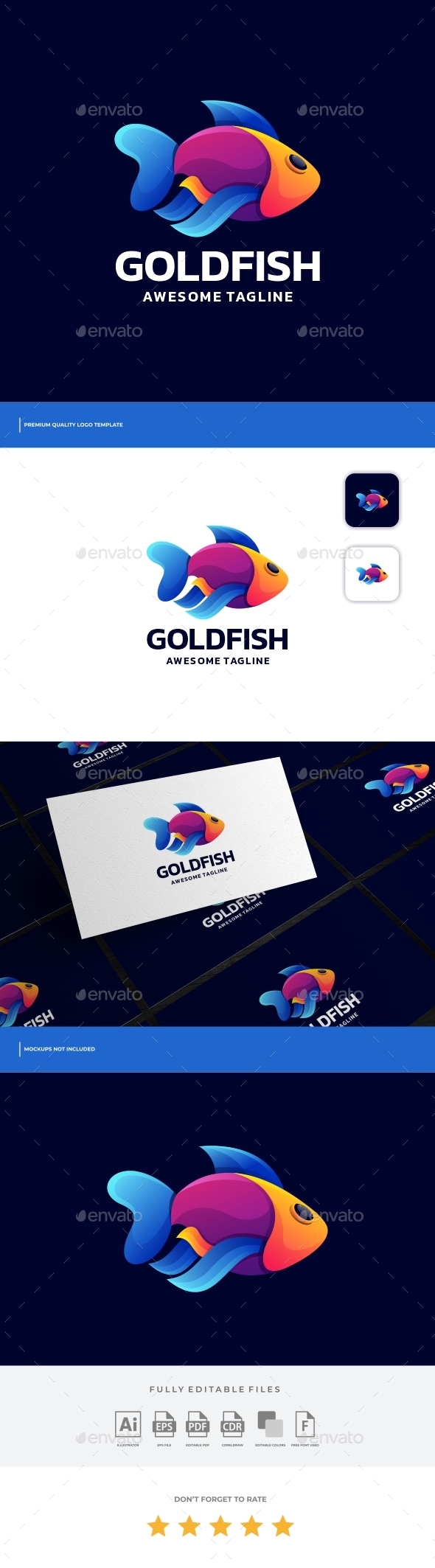 Gold Fish Gradient Colorful Logo Template