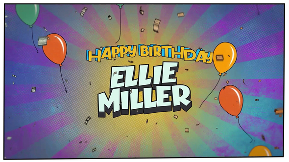 Comic Birthday Wishes Premiere Pro template preview