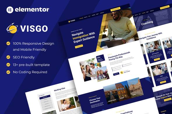 Visgo - Immigration & Visa Consulting Elementor Template Kit