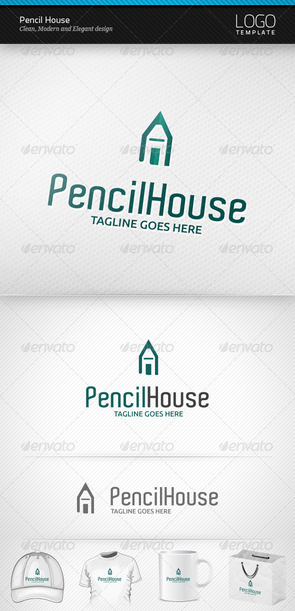 Pencil House Logo - Objects Logo Templates
