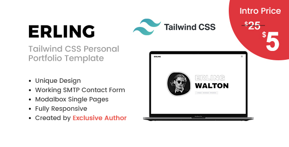 Erling - Tailwind CSS Personal Portfolio Template