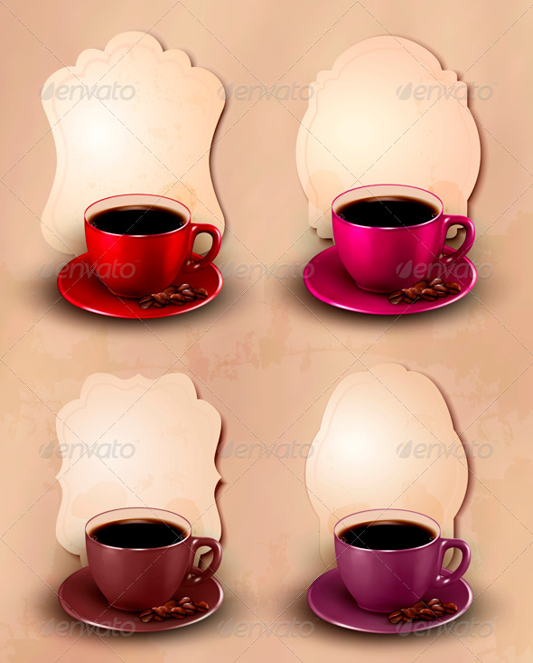 Set of coffee design template. Vector. - Food Objects