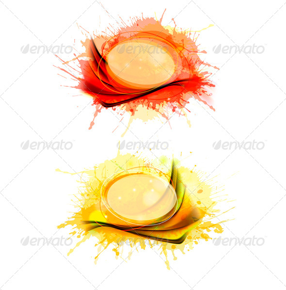 Collection of colorful abstract watercolor banners - Borders Decorative