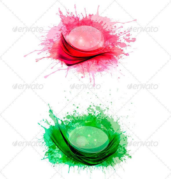 Collection of colorful abstract watercolor banners - Backgrounds Decorative