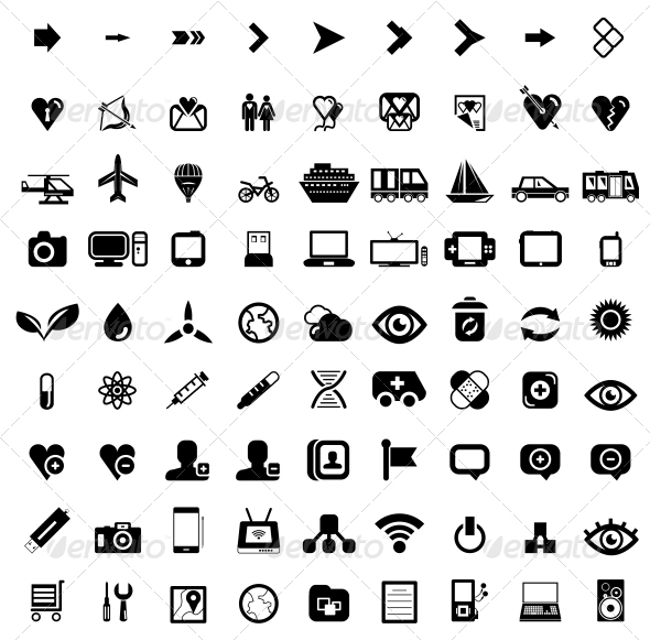 Big set of black universal web icons - Web Elements Vectors