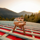 Small picnic set on the roof of a house in mountains - PhotoDune Item for Sale