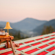 Small picnic set on the roof of a house in mountains - PhotoDune Item for Sale