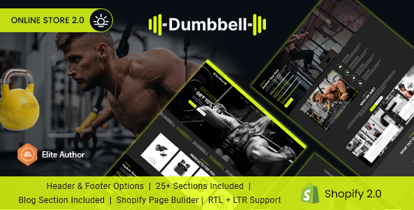 Dumbell - gym, Sports Clothing & Fitness Equipment Shopify Theme