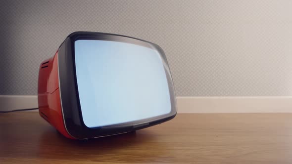 Vintage TV with static screen