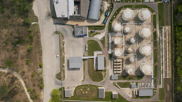 Aerial Footage of Big Fuel Reservoires in Petrol Industrial Zone alt