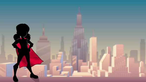 Super Girl City Silhouette