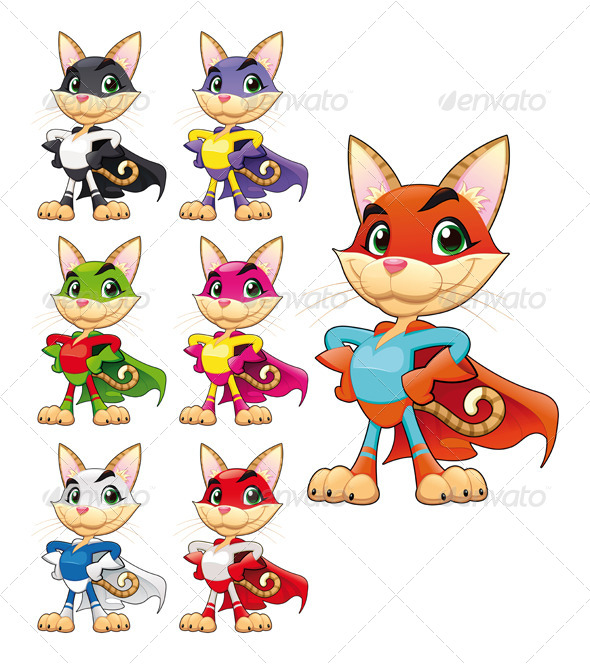 Funny cat super hero. - Animals Characters