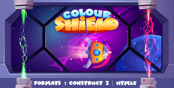 Colour Shield Game (Construct 3 | C3P | HTML5) Endless Spaceship Game