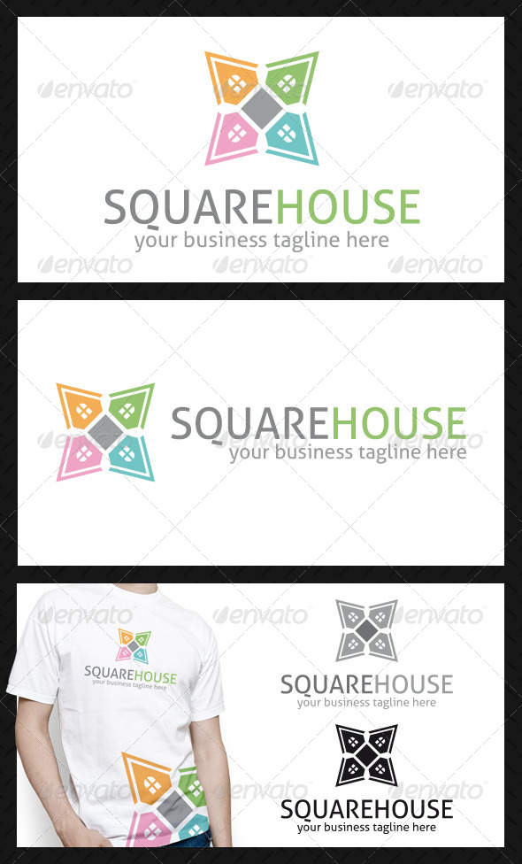 Square House Logo Template - Buildings Logo Templates