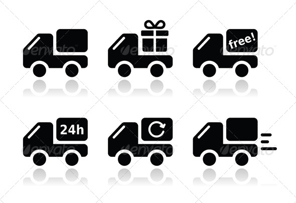 Delivery car, shipping vector icons set - Travel Conceptual