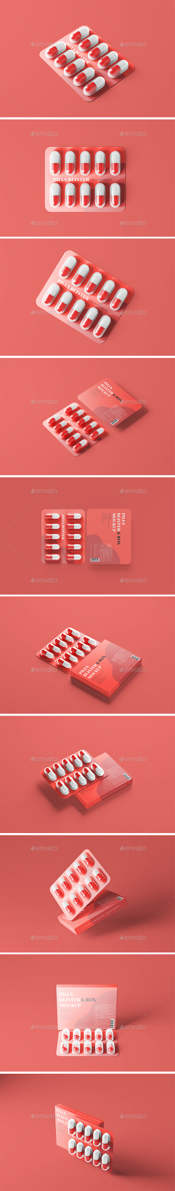 Capsule Blister with Box Mockup