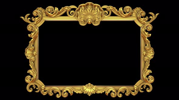 Rectangle Baroque Gold Frame With Transparent Background Loop