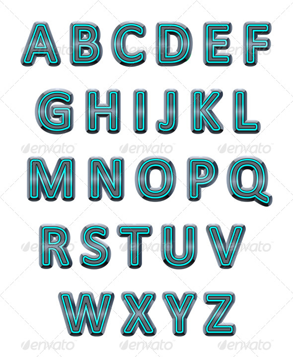 Metallic Alphabet - Web Elements Vectors