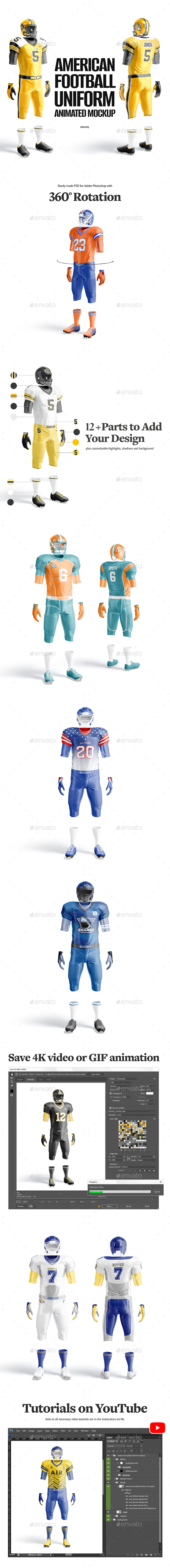 American Football Uniform Animated Mockup