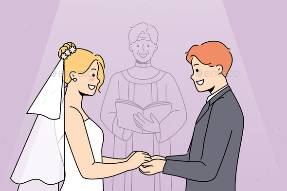 Marriage Ceremony of Man and Woman Holding Hands