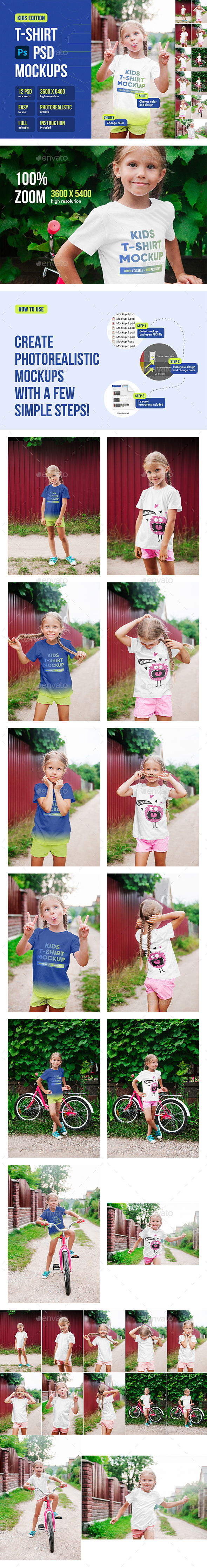 [DOWNLOAD]Kids Girl T-Shirt 12 PSD Mockups Vol 9