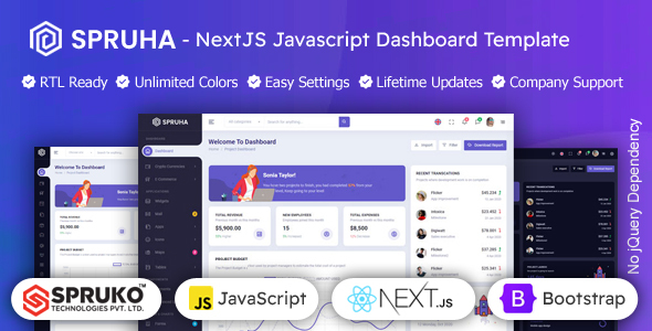 Spruha – Nextjs Javascript Admin & Dashboard Template