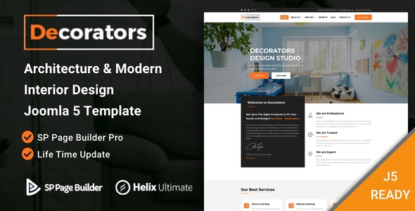 Decorators - Architecture & Modern Interior Design Studio Joomla 5 Template