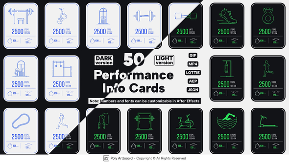 Fitness Performance Lottie Info Cards