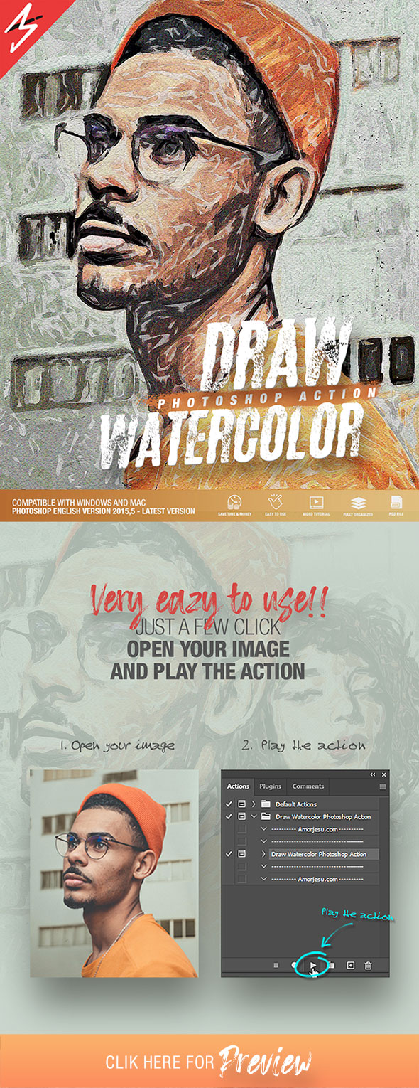 Draw Watercolor Photoshop Action