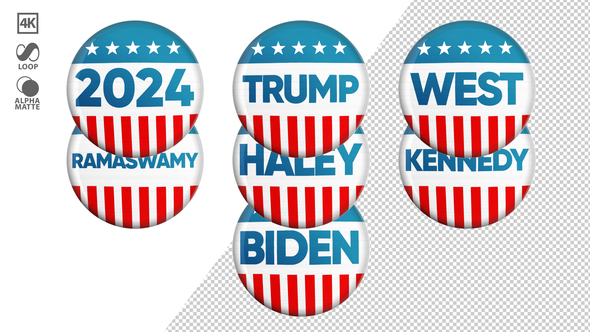 Vote Buttons Featuring 2024 Presidential Candidates In 4K