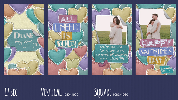 Lively Valentine Intro Video Displays template preview