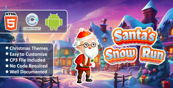 Santas Snow Run Game, Christmas Game (HTML5, Construct