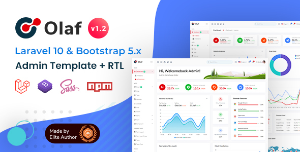 Olaf - Laravel 10 + Bootstrap 5 Admin Dashboard