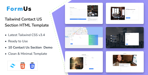 FormUs – Tailwind CSS Contact Us Section HTML Template