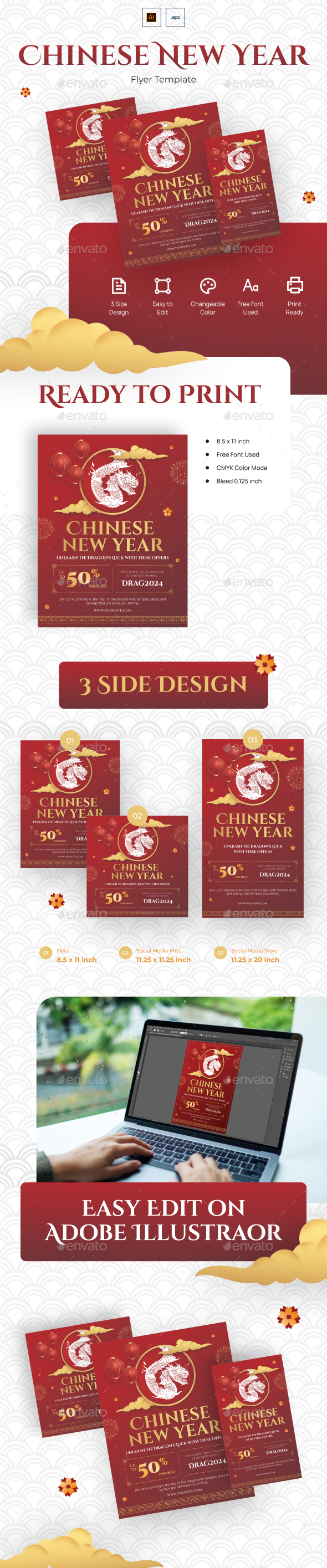 Chinese Lunar New Year Discount Flyer