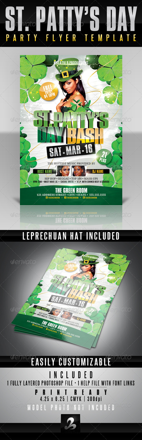 St. Patty's Day Bash Flyer Template - Clubs & Parties Events