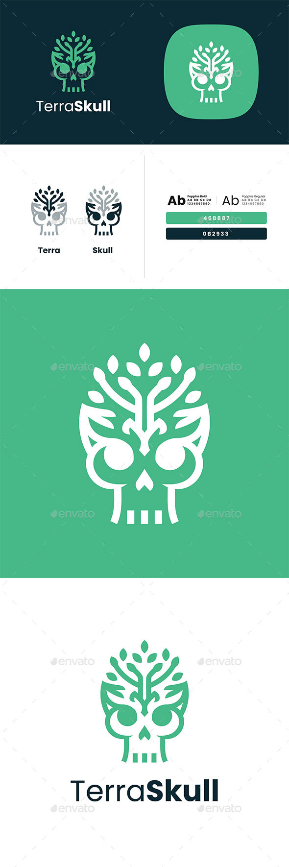 TerraSkull Nature Skeleton Logo Design
