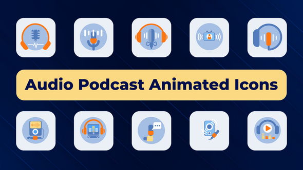 Audio Podcast Animated Icons Elements template preview