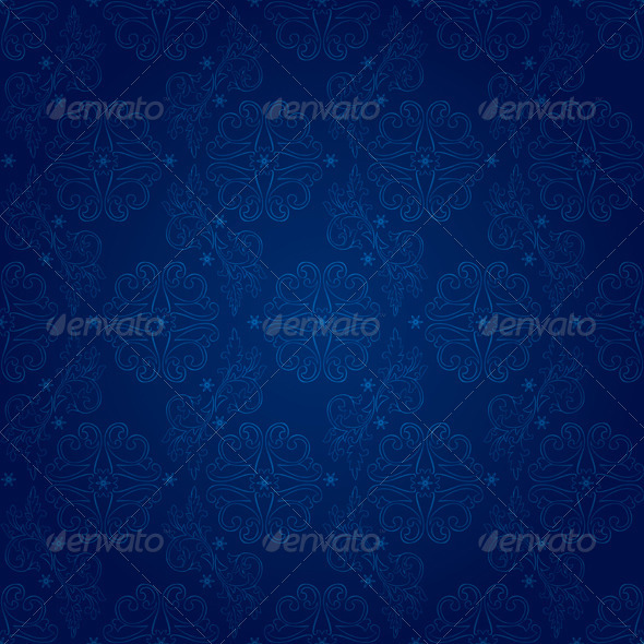Floral vintage seamless pattern on blue background - Backgrounds Decorative