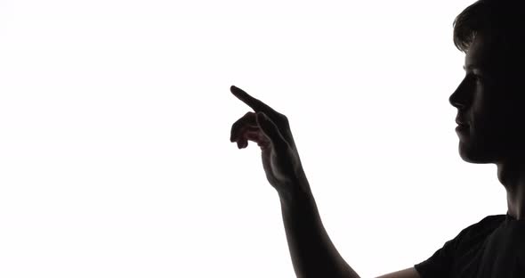 Male Silhouette Virtual Interface Man Touchscreen alt