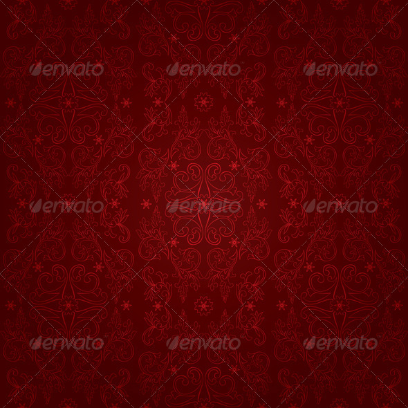 Floral vintage seamless pattern on red background - Backgrounds Decorative