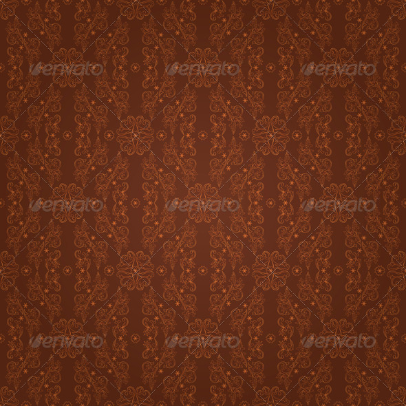 Floral seamless pattern on brown background - Backgrounds Decorative