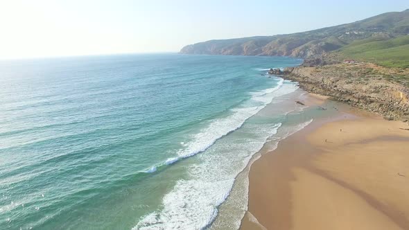 Praia da Guincho beach Portugal, popular with kitesurfers alt