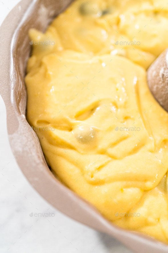 Lemon Blueberry Bundt Cake With Powdered Sugar Dusting Stock Photo By 