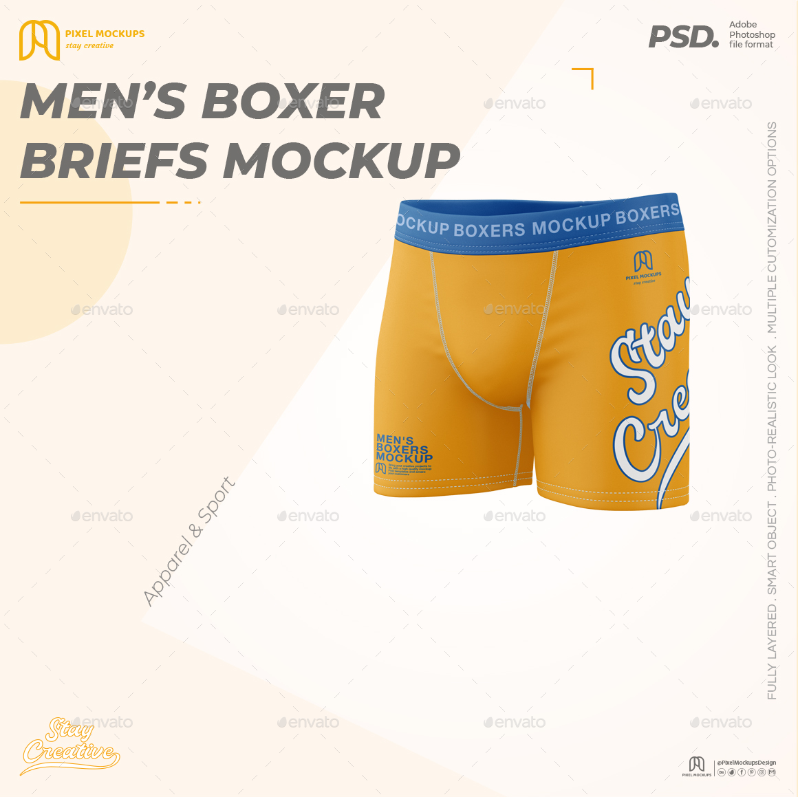 Men's Boxer Briefs Mockup, Graphics