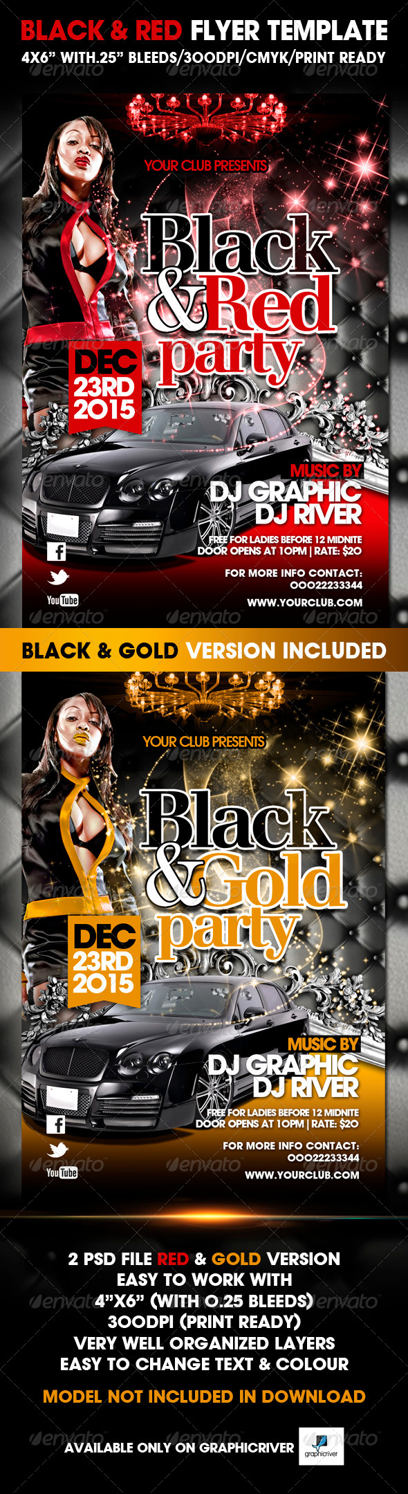 Black and Red Party Flyer Templates - Clubs & Parties Events