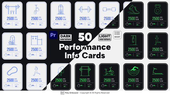 Fitness Performance Info Cards For Premiere Pro